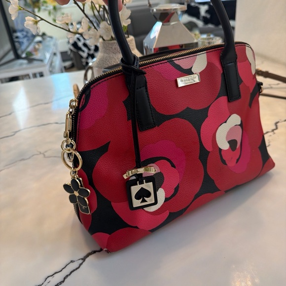 Kate Spade Black and Red Floral Satchel - Picture 7 of 11